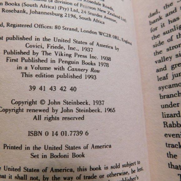 Of Mice and Men by John Steinbeck Paperback Book - Picture 4 of 6